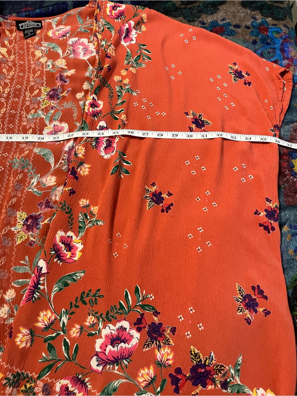 Angie Boho Rust Floral Rayon Kimono Size Small - Picture 8 of 9